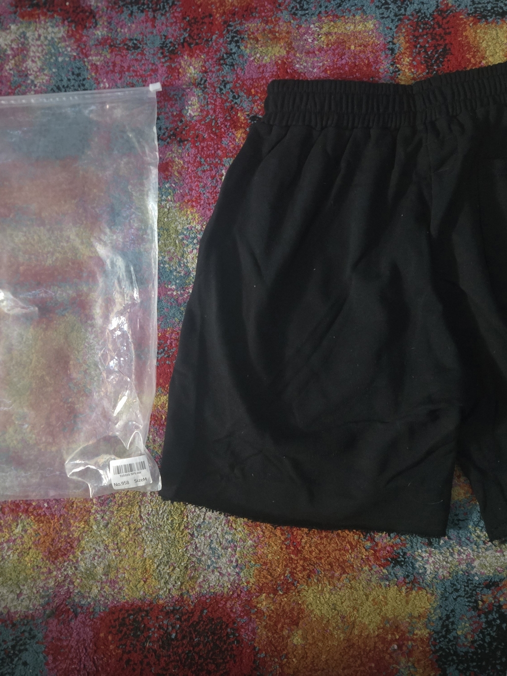 Men's Black Athletic Shorts with Elastic Waistband